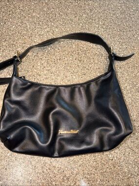 Montana West Black Shoulder Bag with Gold Logo